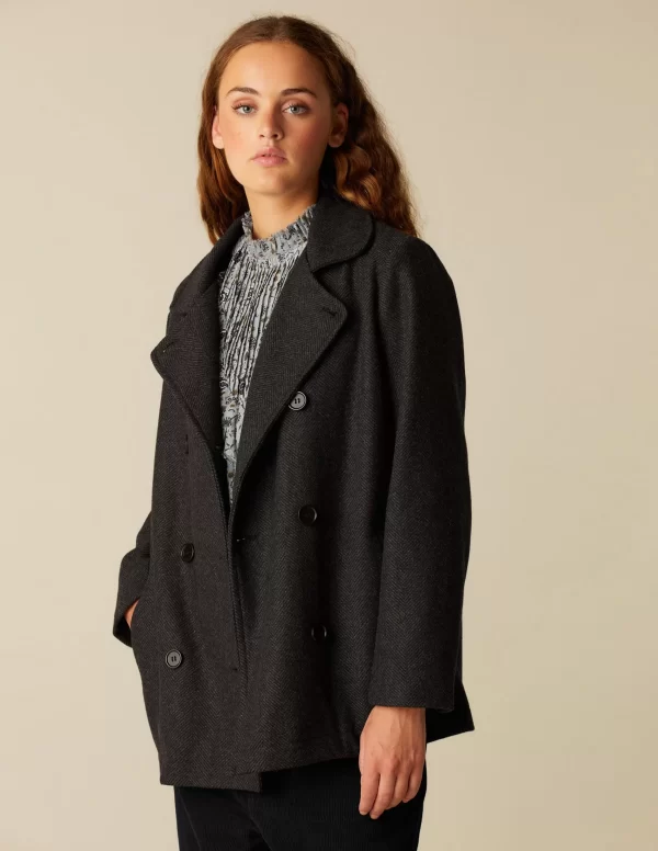 NÍCOLI ABRIGO CRUZADO ESPIGA GRIS< Ropa De Abrigo