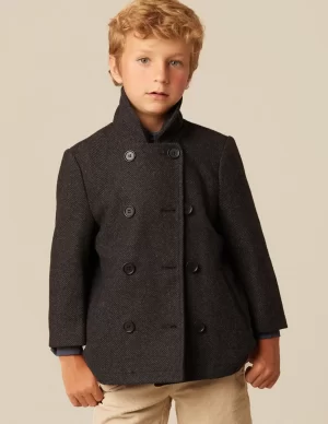 NÍCOLI ABRIGO CRUZADO ESPIGA GRIS< Ropa De Abrigo
