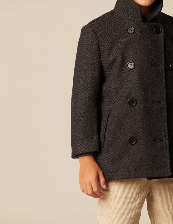 NÍCOLI ABRIGO CRUZADO ESPIGA GRIS< Ropa De Abrigo