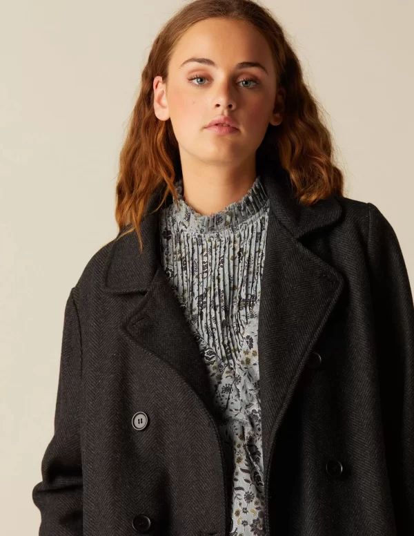 NÍCOLI ABRIGO CRUZADO ESPIGA GRIS< Ropa De Abrigo