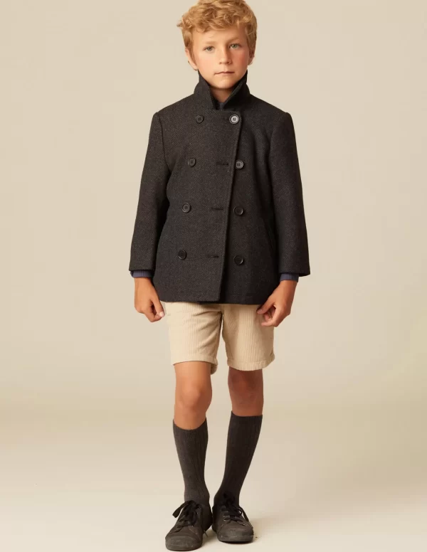 NÍCOLI ABRIGO CRUZADO ESPIGA GRIS< Ropa De Abrigo