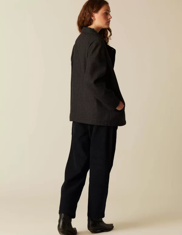 NÍCOLI ABRIGO CRUZADO ESPIGA GRIS< Ropa De Abrigo