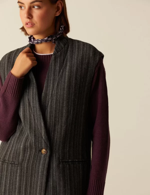 NÍCOLI ABRIGO SIN MANGA RAYA GRIS< Ropa De Abrigo