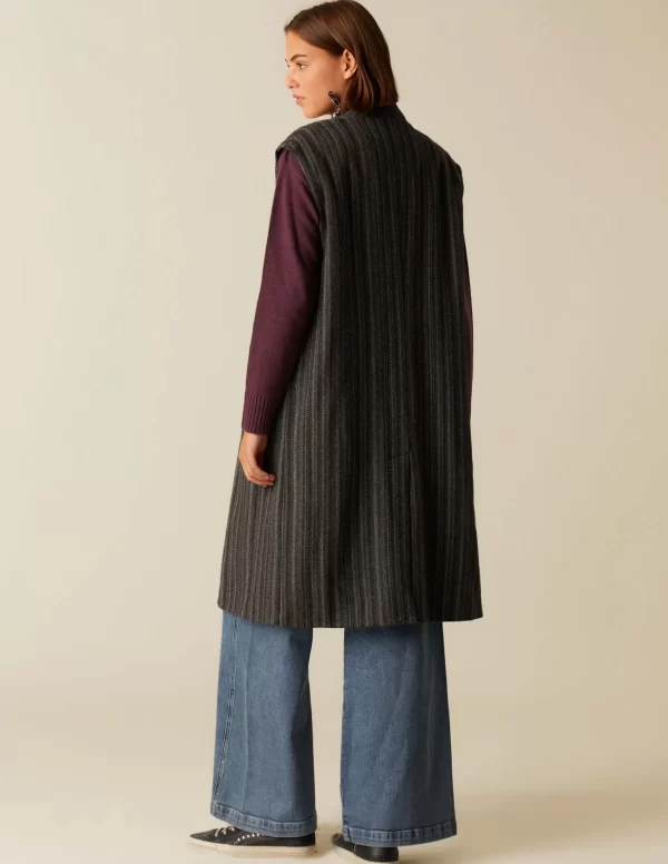 NÍCOLI ABRIGO SIN MANGA RAYA GRIS< Ropa De Abrigo