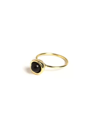 NÍCOLI ANILLO DORADO ESFERA PEQUEÑO ONIX< Anillos