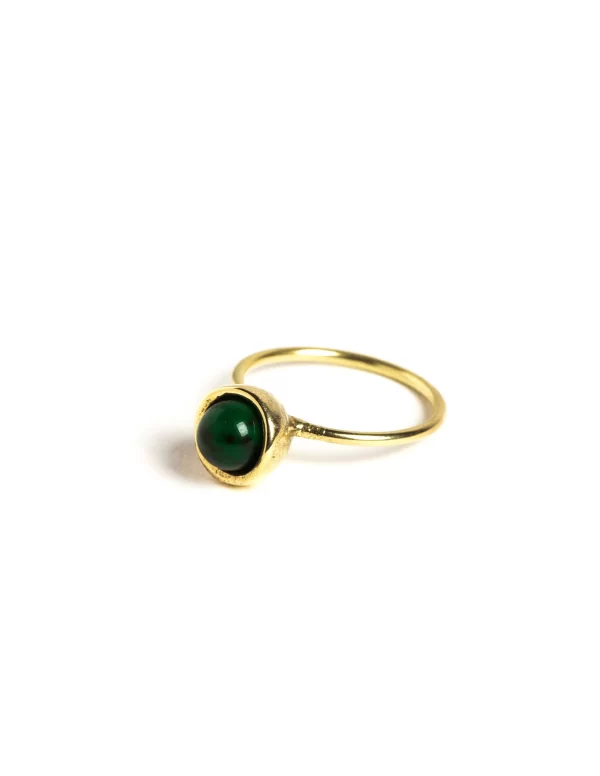 NÍCOLI ANILLO DORADO ESFERA PEQUEÑO AVENTURINA< Anillos