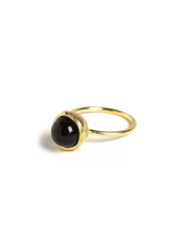 NÍCOLI ANILLO ESFERA DORADO ONIX< Anillos