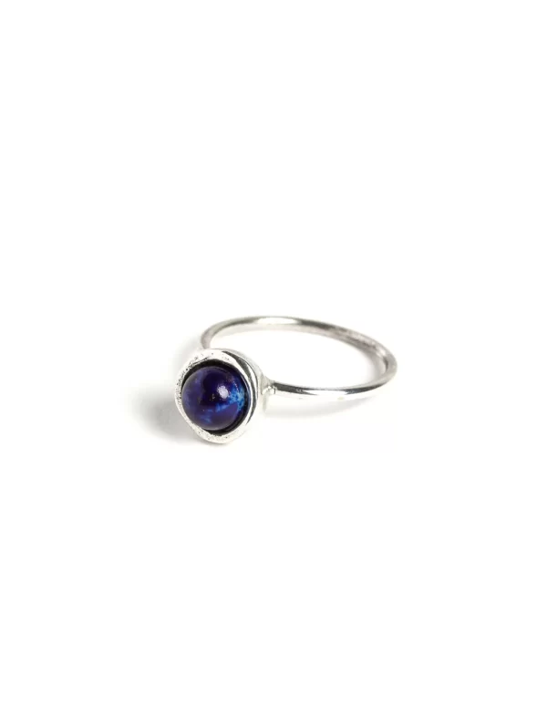 NÍCOLI ANILLO PLATEADO ESFERA PEQUEÑO LAPISLAZULI< Anillos