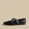 NÍCOLI BAILARINA NEGRA DOBLE HEBILLA< Zapatos