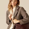 NÍCOLI BLAZER ESPIGA MARRÓN RAYA AZUL< Blazers