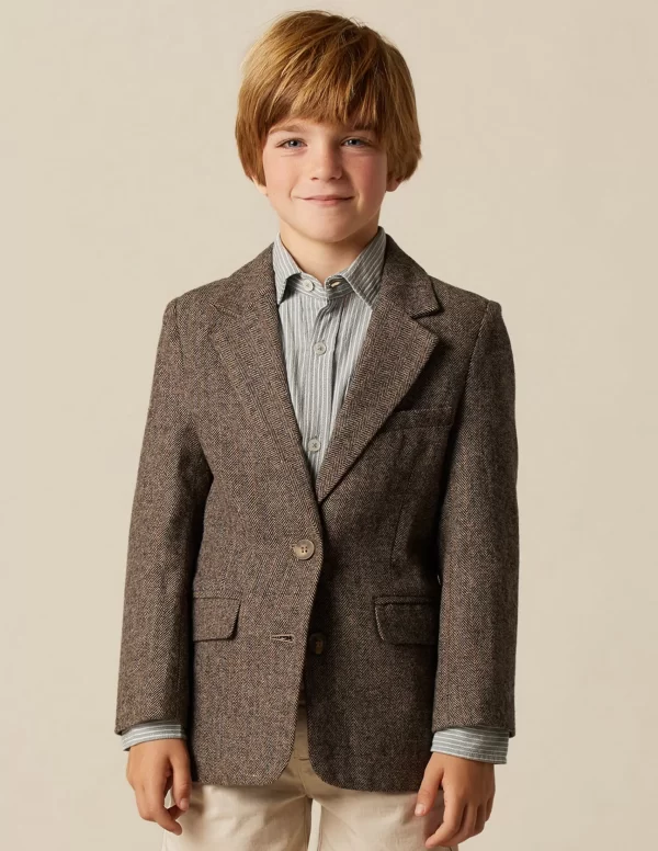 NÍCOLI BLAZER ESPIGA MARRÓN RY AZUL< Ropa De Abrigo | Blazers