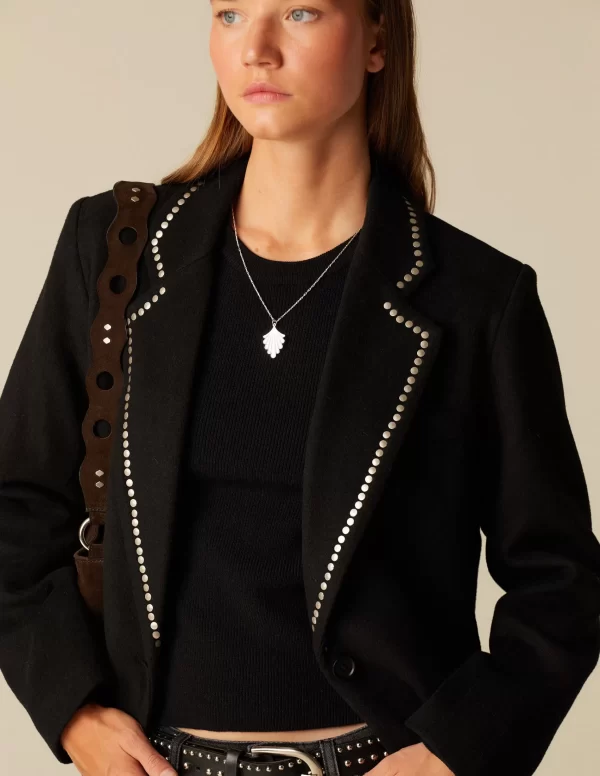 NÍCOLI BLAZER NEGRO TACHUELAS PLATEADAS< Blazers