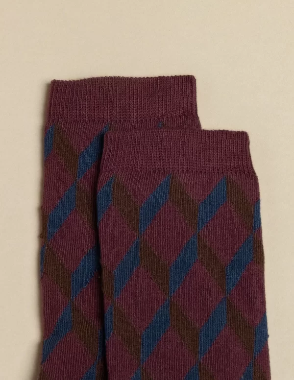 NÍCOLI CALCETIN GEOMéTRICO AZUL< Calcetines