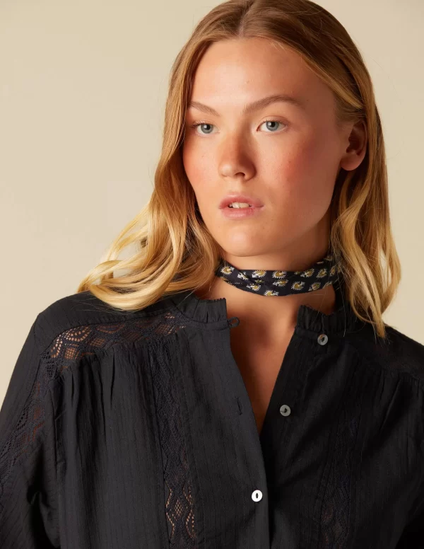 NÍCOLI CAMISA ANTRACITA TIRA ENCAJE< Camisas