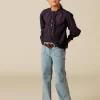 NÍCOLI CAMISA AZUL BORDADO FLOR< Camisas