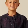 NÍCOLI CAMISA AZUL BORDADO FLOR< Camisas
