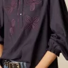 NÍCOLI CAMISA AZUL BORDADO FLOR< Camisas