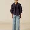 NÍCOLI CAMISA AZUL BORDADO FLOR< Camisas