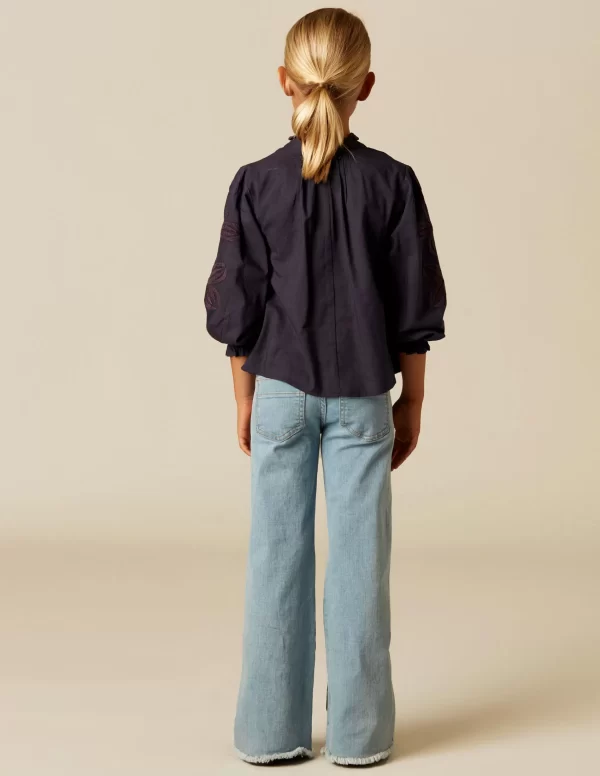 NÍCOLI CAMISA AZUL BORDADO FLOR< Camisas