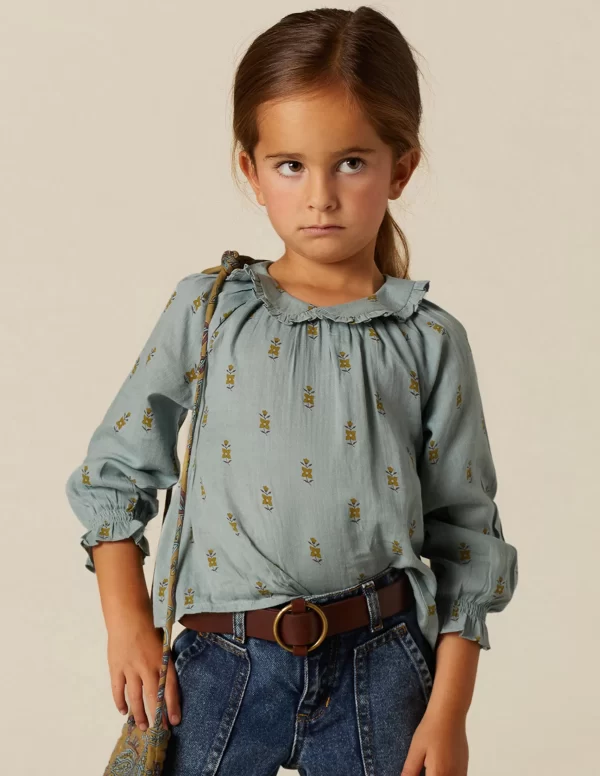 NÍCOLI CAMISA AZUL FLOR PEQUEÑA< Camisas