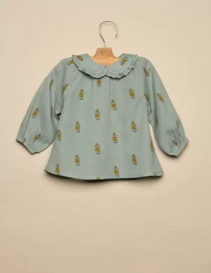 NÍCOLI CAMISA AZUL FLOR PEQUEÑA< Camisas
