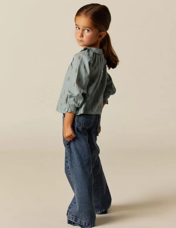 NÍCOLI CAMISA AZUL FLOR PEQUEÑA< Camisas