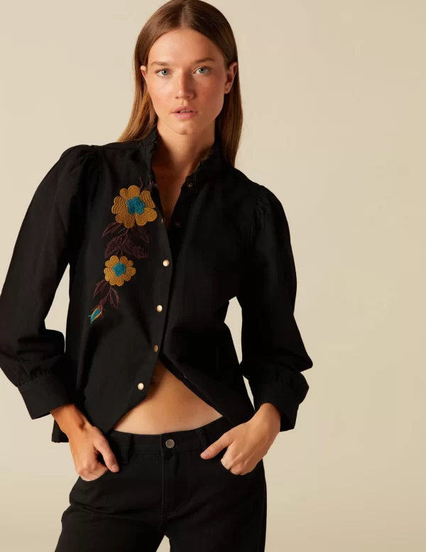 NÍCOLI CAMISA BORDADO FLOR< Denim | Camisas