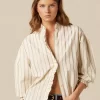 NÍCOLI CAMISA CRUDA RAYA AZUL LUREX< Camisas