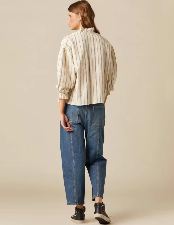 NÍCOLI CAMISA CRUDA RAYA AZUL LUREX< Camisas