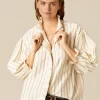 NÍCOLI CAMISA CRUDA RAYA MARRÓN LUREX< Camisas