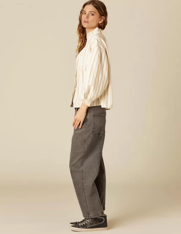 NÍCOLI CAMISA CRUDA RAYA MARRÓN LUREX< Camisas