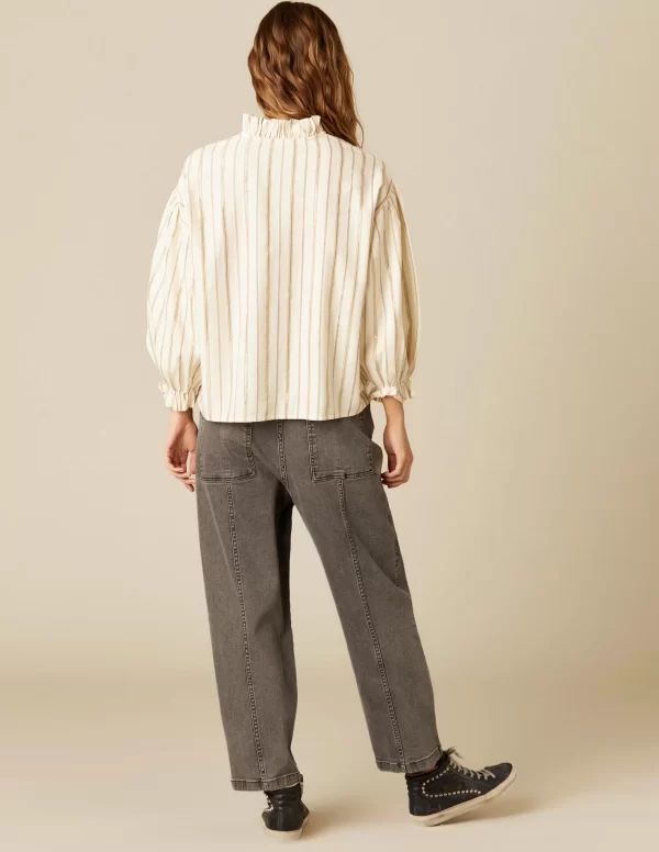 NÍCOLI CAMISA CRUDA RAYA MARRÓN LUREX< Camisas