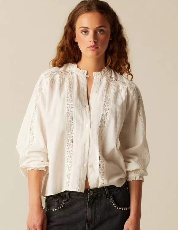 NÍCOLI CAMISA CRUDA TIRA ENCAJE< Camisas