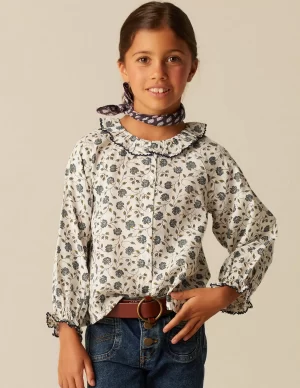 NÍCOLI CAMISA FLOR PESPUNTE AZUL< Camisas