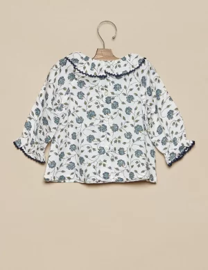 NÍCOLI CAMISA FLOR PESPUNTE AZUL< Camisas