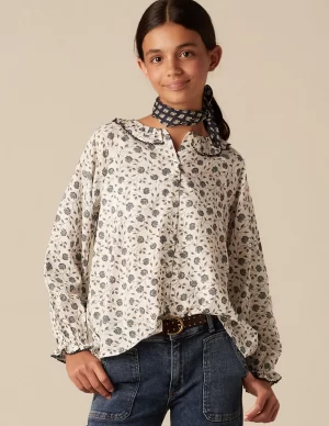 NÍCOLI CAMISA FLOR PESPUNTE AZUL< Camisas