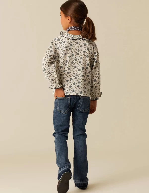 NÍCOLI CAMISA FLOR PESPUNTE AZUL< Camisas