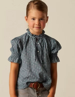 NÍCOLI CAMISA FLOR RAMITO AZUL< Camisas