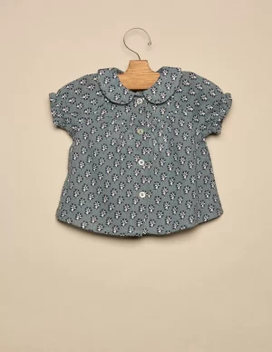 NÍCOLI CAMISA FLOR RAMITO AZUL< Camisas