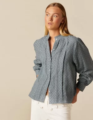 NÍCOLI CAMISA FLOR RAMITO AZUL< Camisas