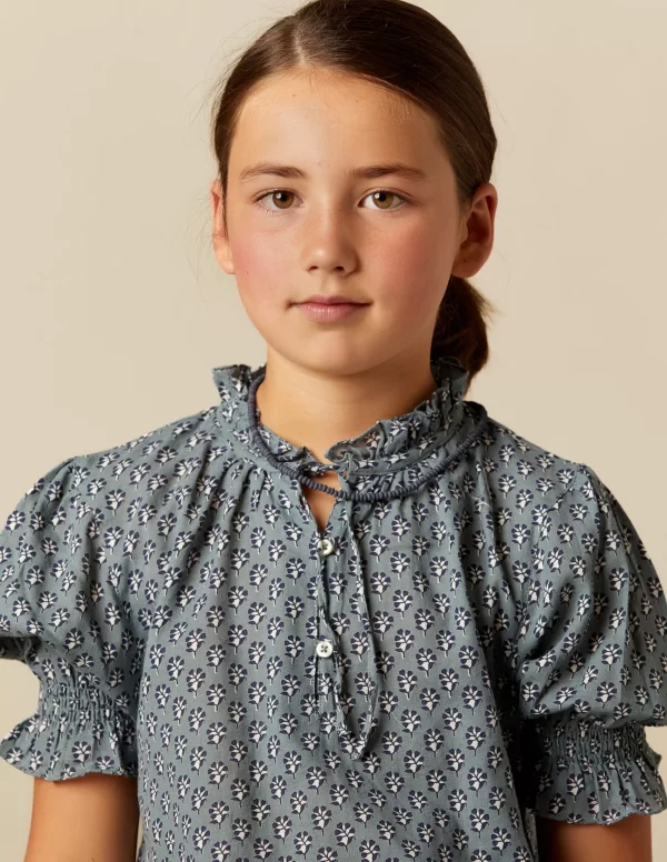 NÍCOLI CAMISA FLOR RAMITO AZUL< Camisas