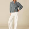 NÍCOLI CAMISA FLOR RAMITO AZUL< Camisas