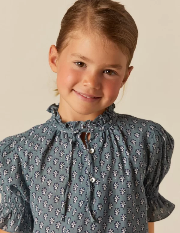 NÍCOLI CAMISA FLOR RAMITO AZUL< Camisas