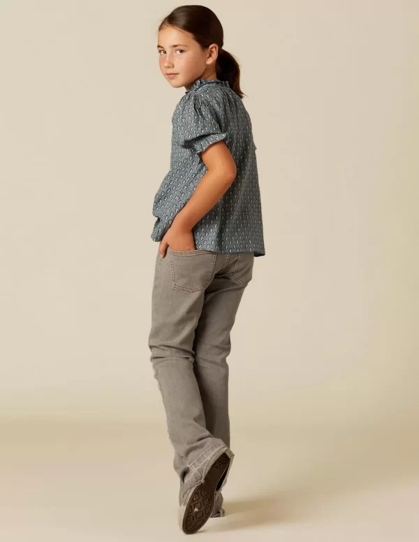 NÍCOLI CAMISA FLOR RAMITO AZUL< Camisas