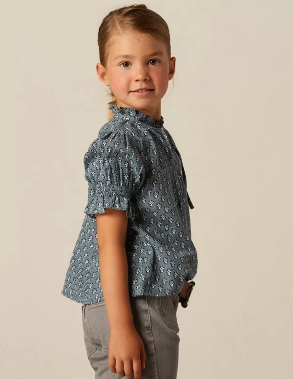 NÍCOLI CAMISA FLOR RAMITO AZUL< Camisas