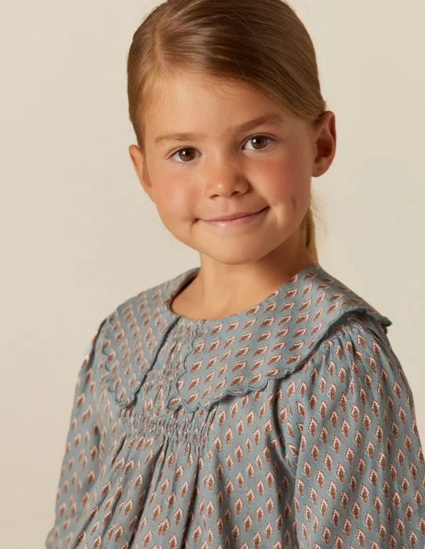 NÍCOLI CAMISA HOJITAS AZUL< Camisas