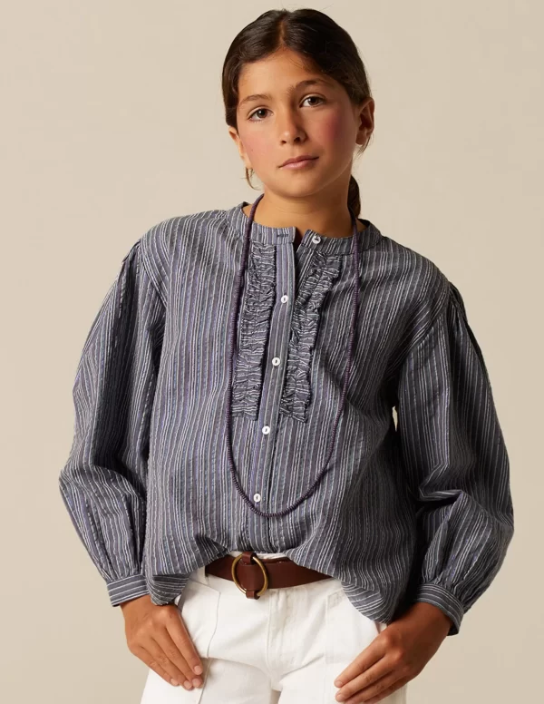 NÍCOLI CAMISA RAYA AZUL LUREX< Camisas