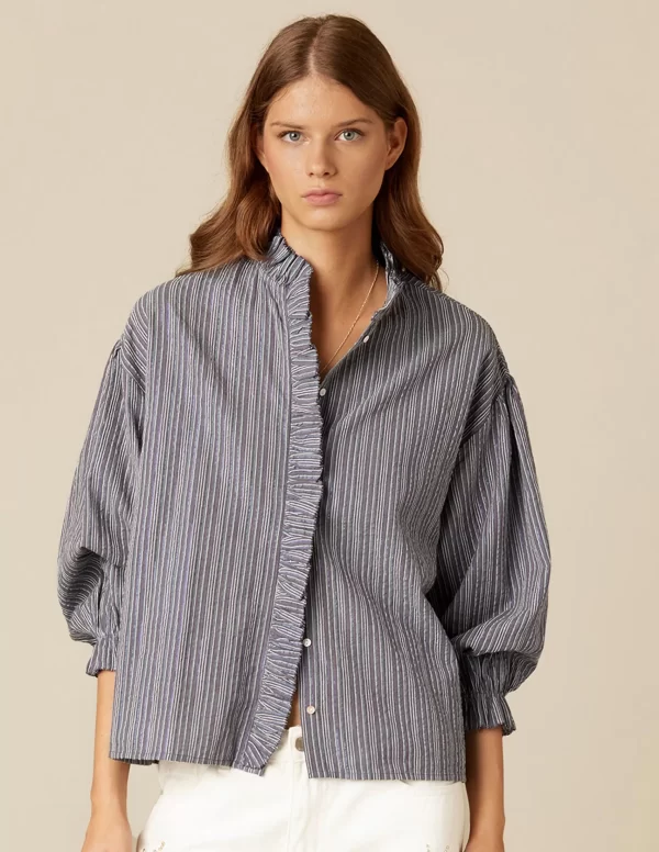 NÍCOLI CAMISA RAYA AZUL LUREX< Camisas