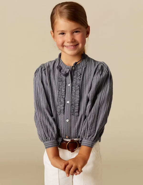 NÍCOLI CAMISA RAYA AZUL LUREX< Camisas