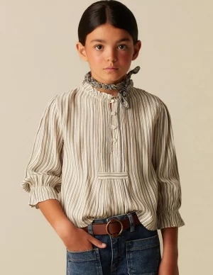 NÍCOLI CAMISA RAYA AZUL MOSTAZA< Camisas